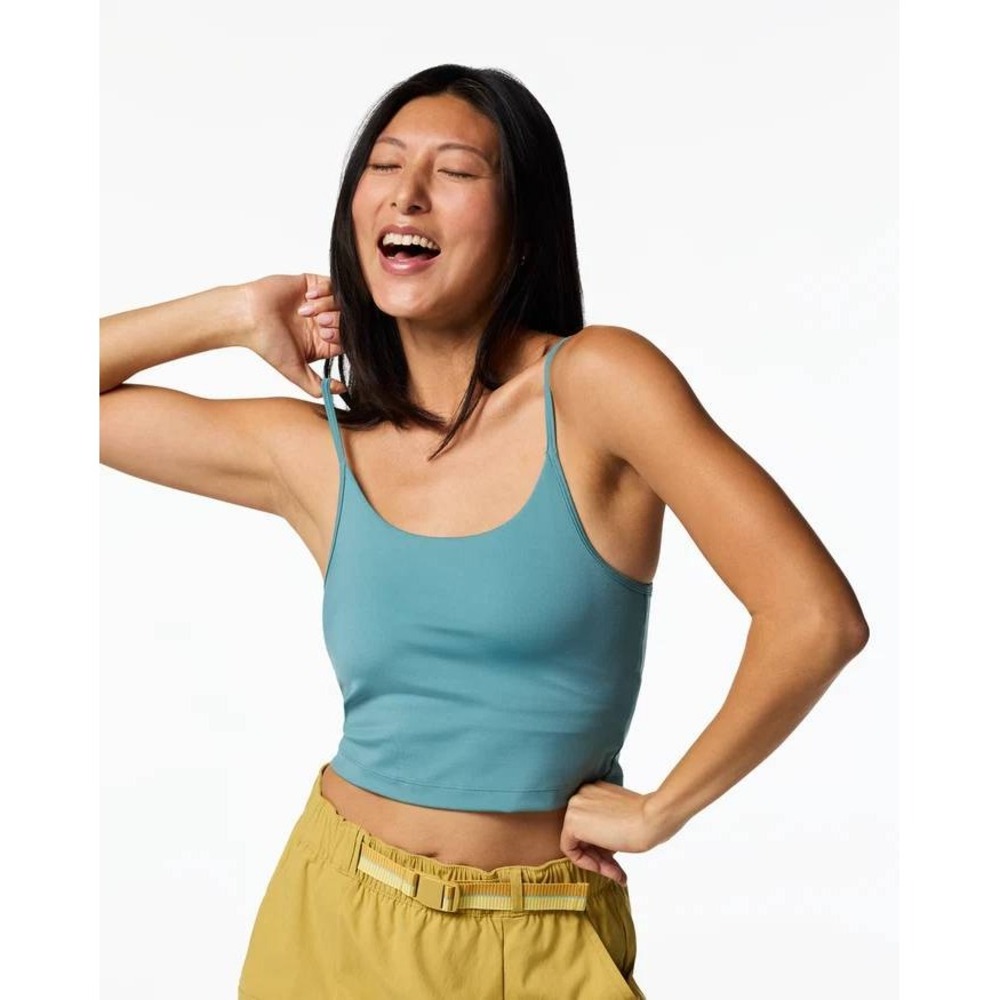 Cotopaxi Muevo Scoop Tank Everglade Green Activewear Top Built-in Bra Womens S